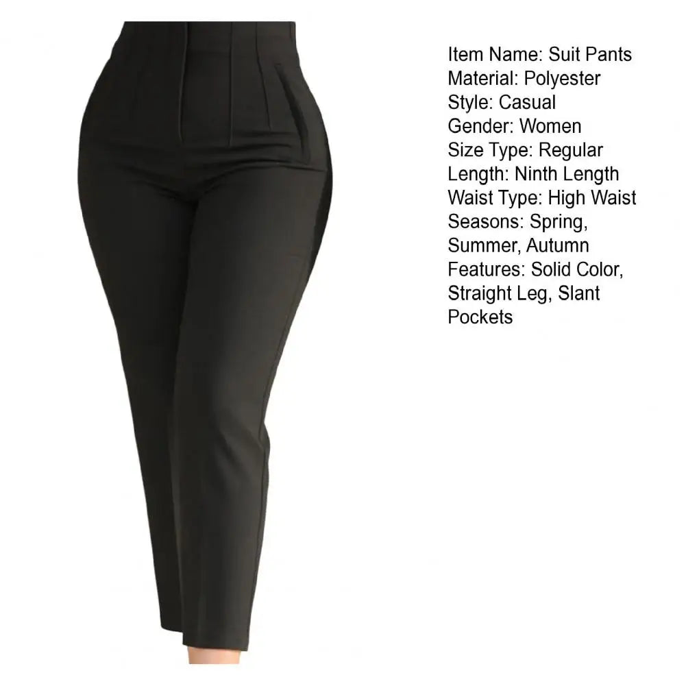 Stylish Office Pants 3D Cutting Workwear Anti-pilling Women Cropped Work Pants Solid Color Female Casual Trousers For Daily Wear