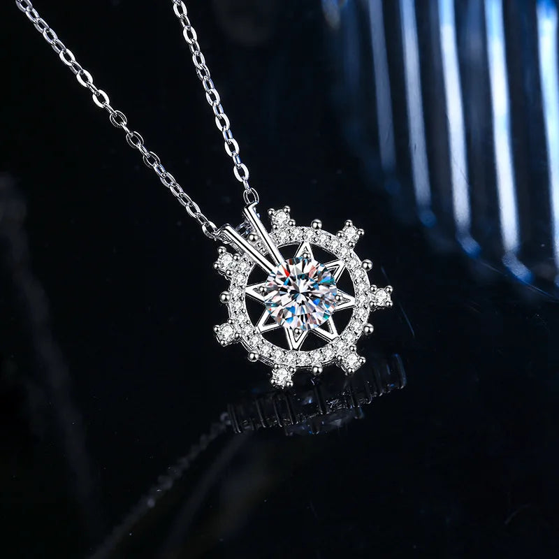 Luxurious Stars Moissanite Pendant Necklace for Women Wedding Bridal 100% S925 Sterling Silver Fine Jewelry 18k Gold Plated