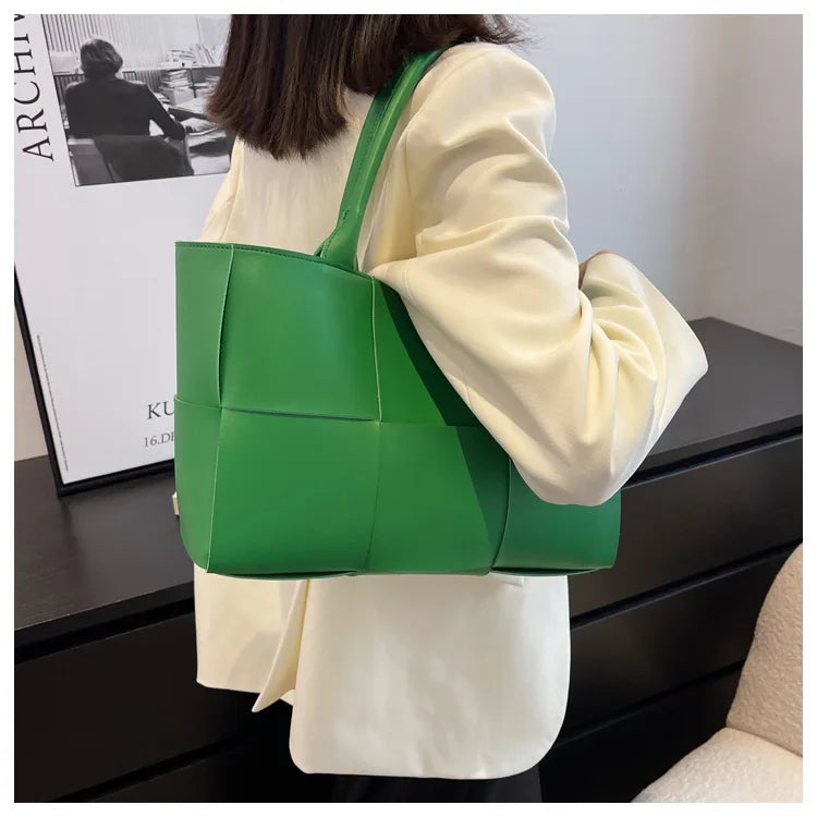 Large Weave Tote Bags For Women Large Capacity Designer Luxury 2024 New Trendy Shopping Korean Version Handbag Retro Travel