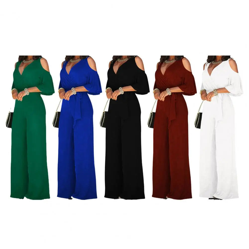 Stylish Formal OL Style Summer Jumpsuit Lace Up Women Summer Jumpsuit Deep Crotch OL Style Summer Jumpsuit Lady Garment