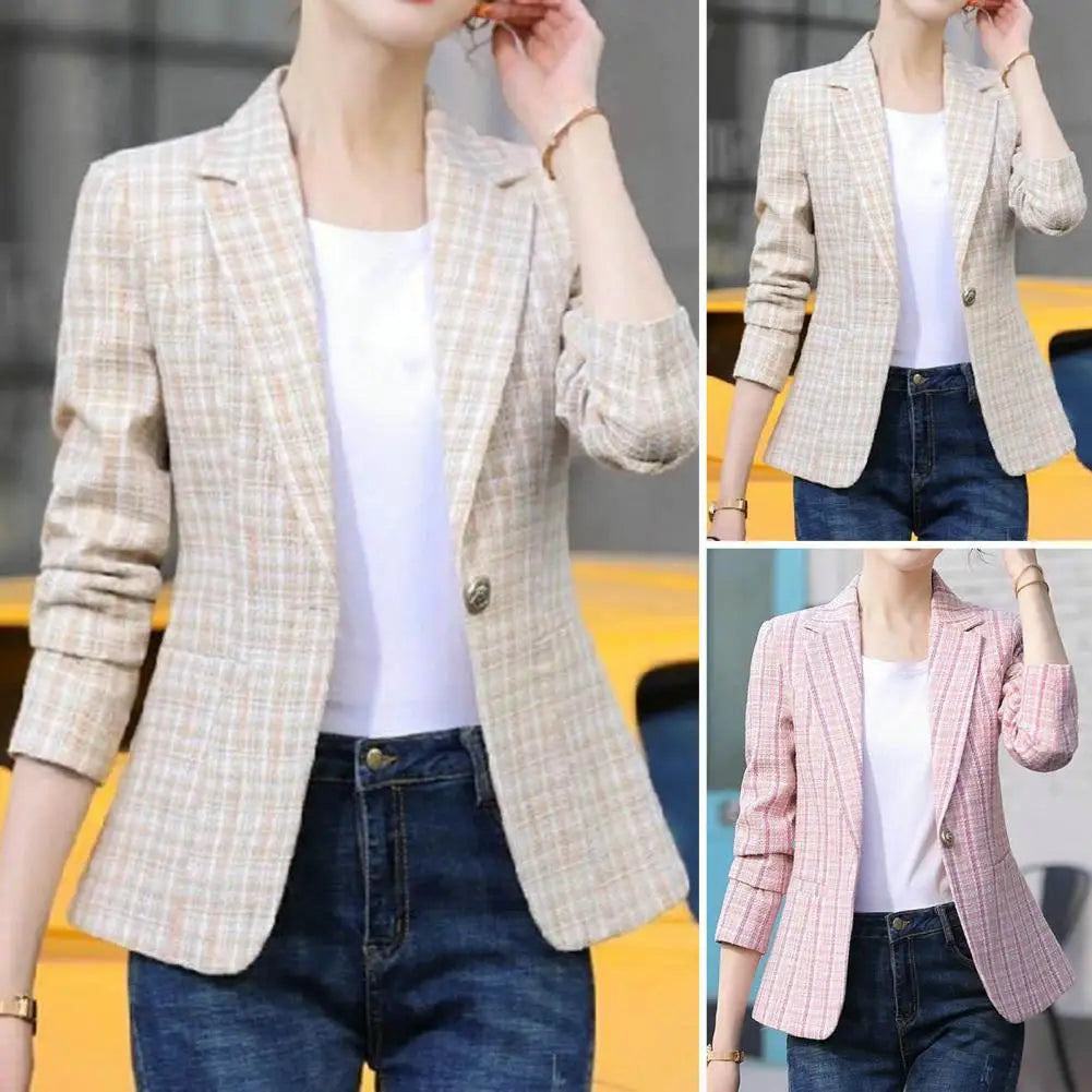 Women Spring Coat Turn-down Collar Outerwear Warm Casual Lady Spring Blazer Women Blazer for Work