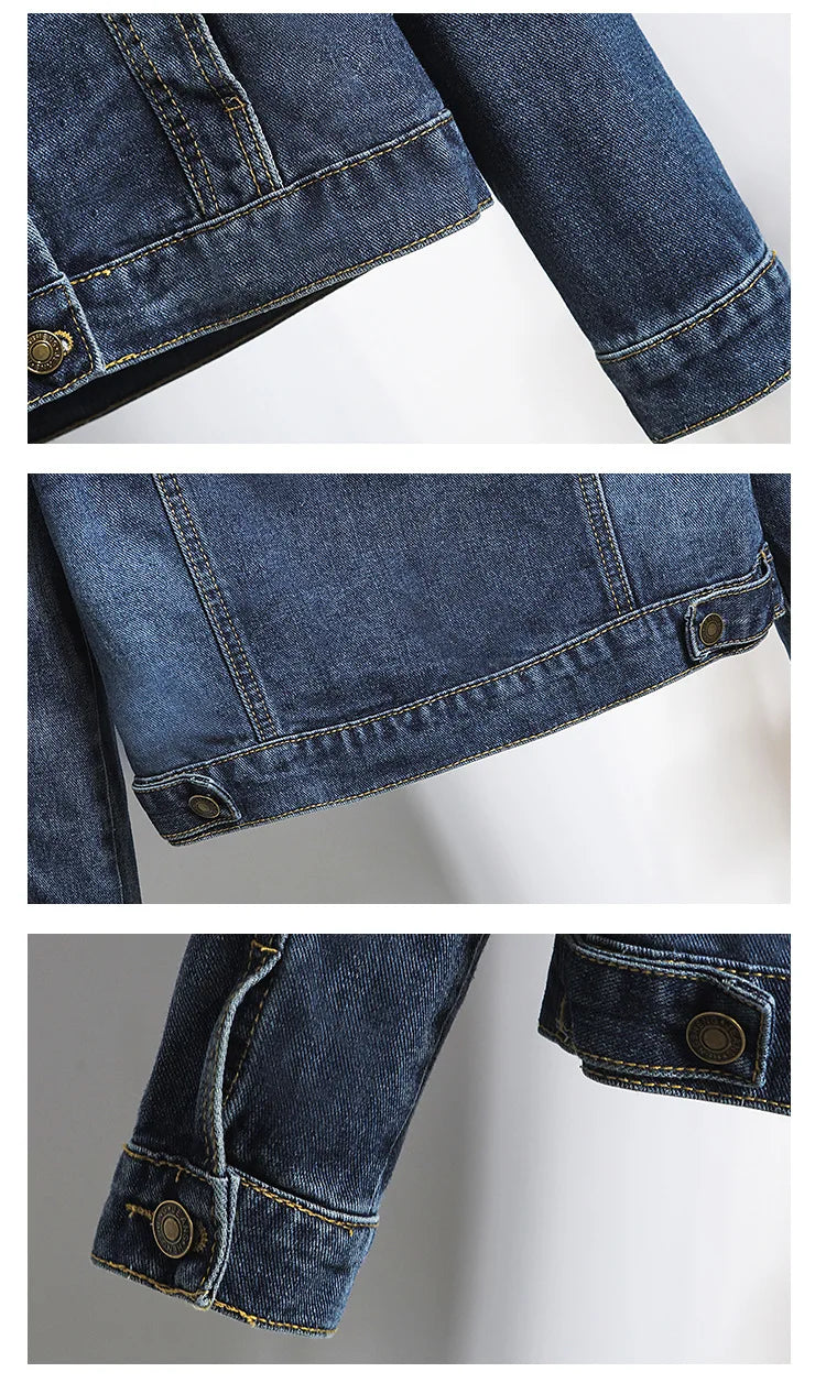 Denim Coat Women Hooded Full Sleeve Regular Splice Short Coats Slim Fit Solid Office Ladies Casual Jackets Outerwear 2024