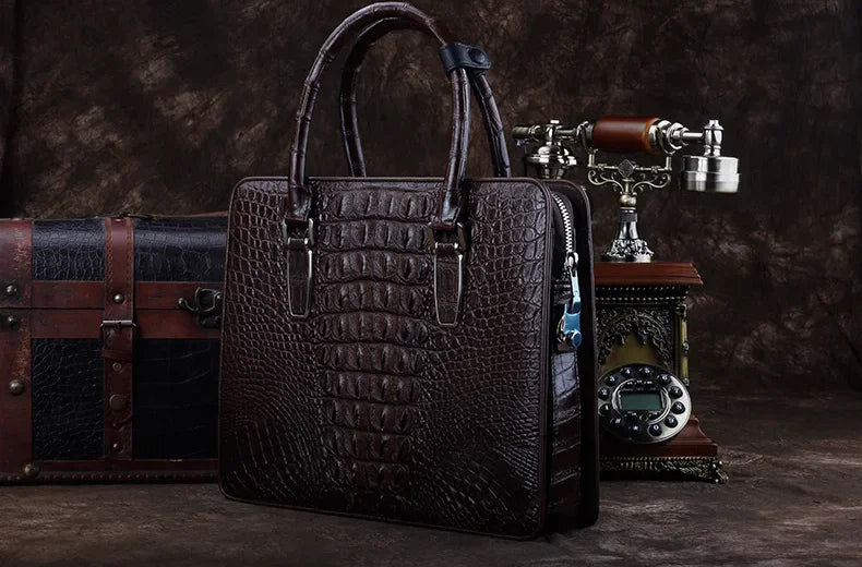 ourui new arrival new crocodile bag male briefcase brown men handbag men bag