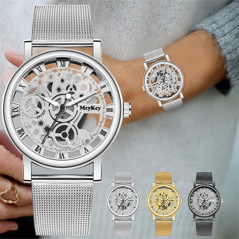 2025 New Fashion Women Gold Luxury Casual Quartz Watch Metal Mesh Stainless Steel Watches Relogio Feminino Ladies Wrist Watches