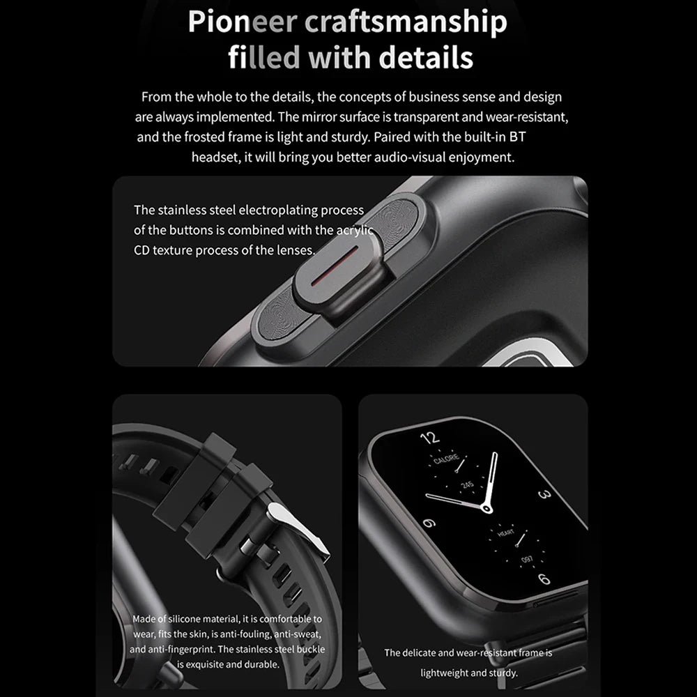 TWS 2 In 1 Smart Sports Watch Wireless Bluetooth Headset Calling Health Monitor Fitness Record Watches With Headset