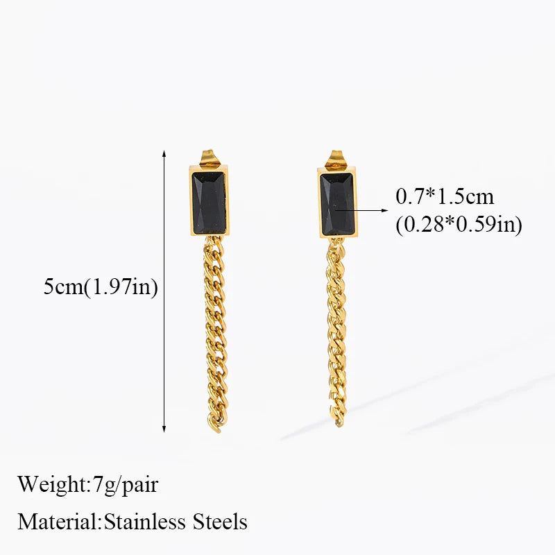 EILIECK 316L Stainless Steel Black Crystal Zircon Necklace Bracelet Earrings For Women New Trend Gift Waterproof Jewelry Set
