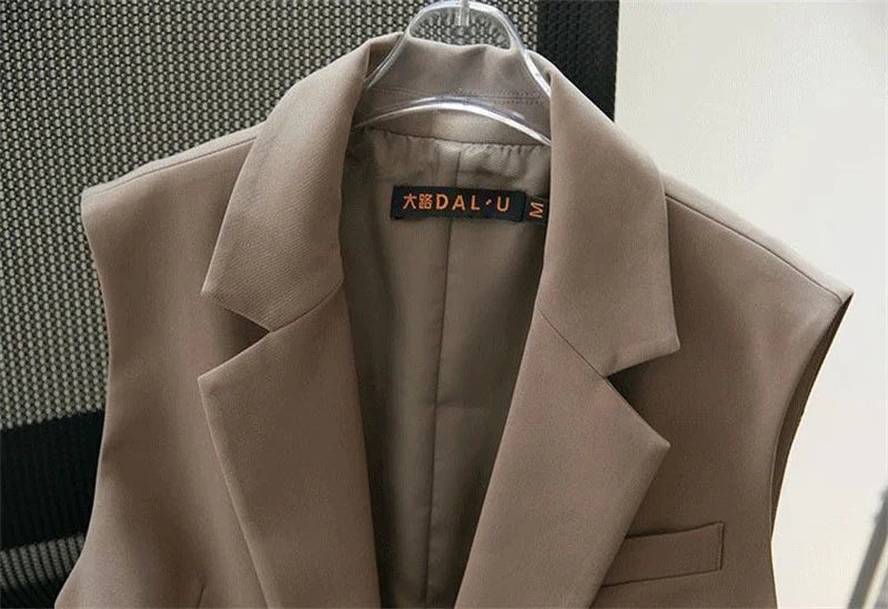 Korean Vest 2024 NEW Spring Summer Women's Blazer Korean Slim Sleeveless Jacket Fashion Wild Lined Coat Single Buckle Suit Vest