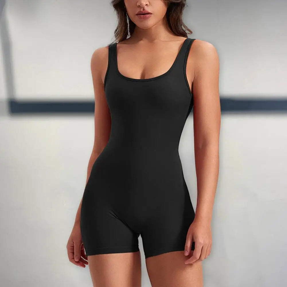 High Waist Rompers Women's Yoga Rompers Breathable U Neck Sleeveless Gym Wear with Tummy Control Butt Lifting Features Women