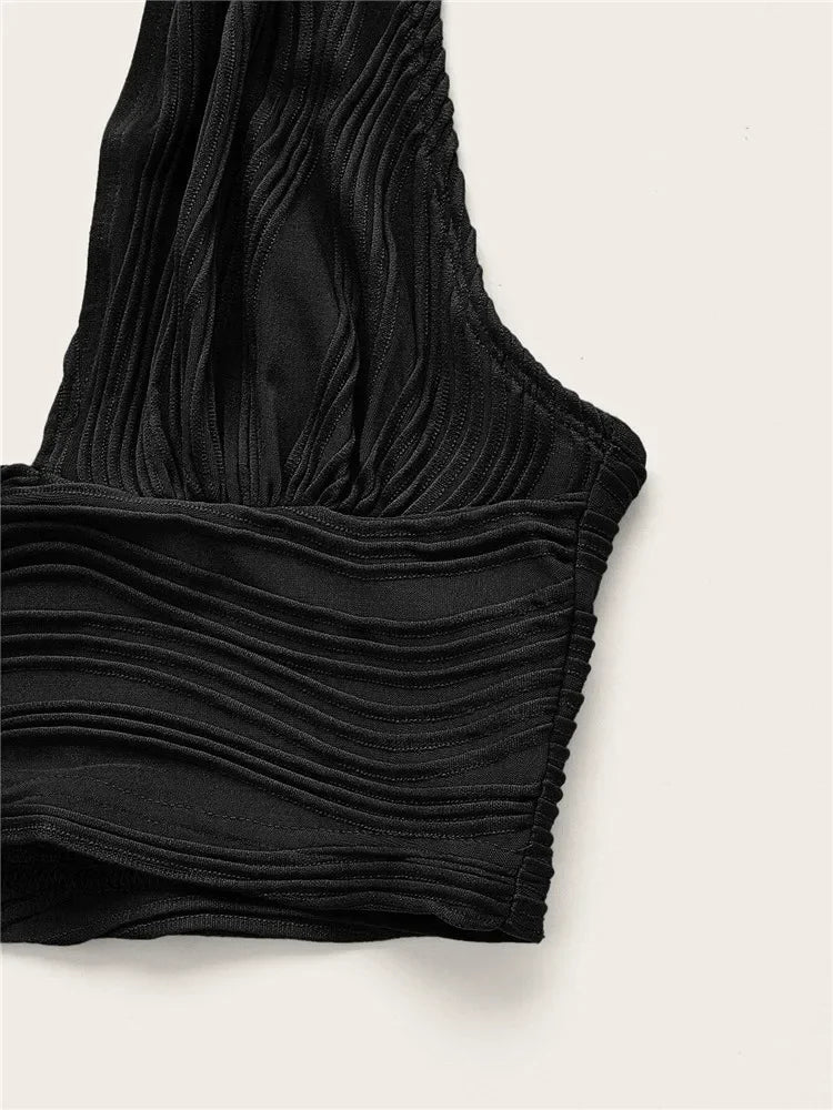 Sexy Solid Backless Crop Halter Top Women Summer 2024 Y2K Clothes Grunge High Street Style Club Sleeveless Cami Top Streetwear