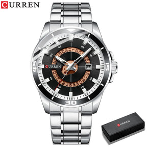 CURREN Watches for Men Fashion Business Mens Watches with Stainless Steel Strap Waterproof Quartz Watch for Men with Auto Date