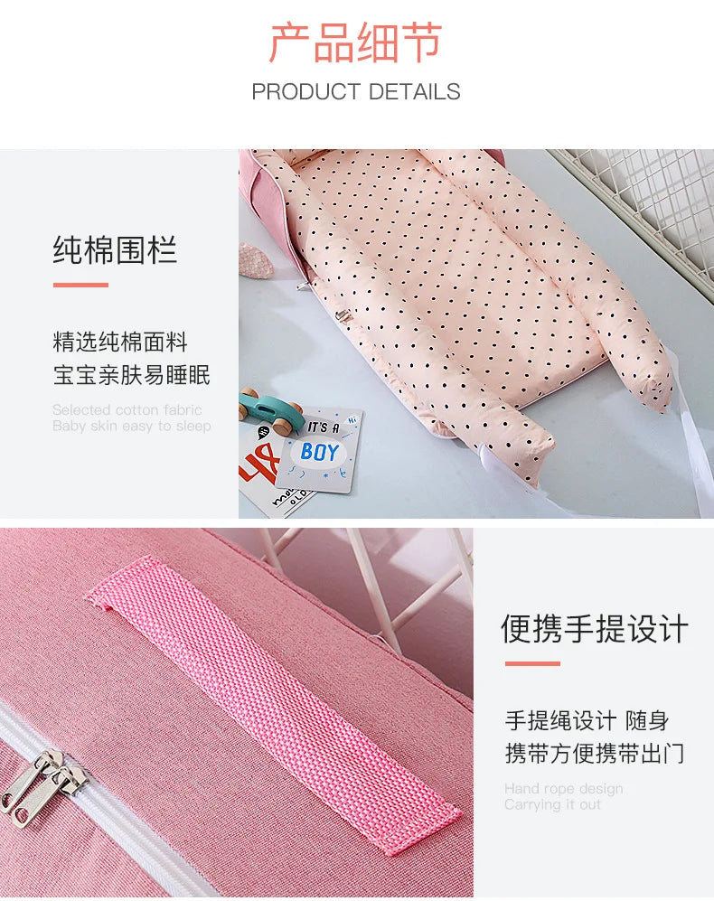 New Infant Cotton Cradle Crib Newborn Basket Bassinet Newborn Bed Portable Baby Nest for Boys Girls Travel Bag Cot Cushion Gift