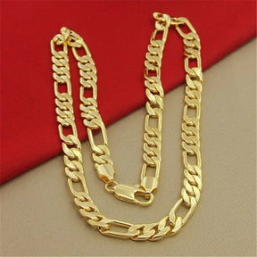 Hip Hop 925 Sterling Silver Necklace 8MM Three Bedroom One Figaro Necklace Plating 24K Gold Men's Party Jewelry Jewelry Gift