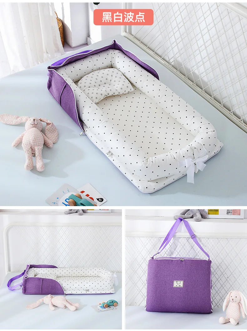 New Infant Cotton Cradle Crib Newborn Basket Bassinet Newborn Bed Portable Baby Nest for Boys Girls Travel Bag Cot Cushion Gift