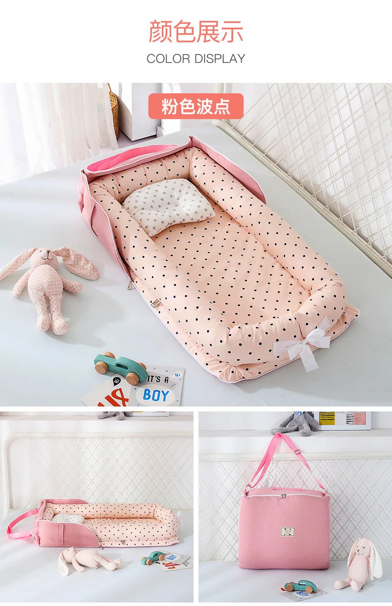 New Infant Cotton Cradle Crib Newborn Basket Bassinet Newborn Bed Portable Baby Nest for Boys Girls Travel Bag Cot Cushion Gift