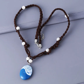 Fashion Movie Charm Moana Ocean Rope Chain Necklaces Blue Stone Pendants Leather Suede Choker Jewelry Gifts