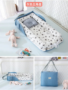 New Infant Cotton Cradle Crib Newborn Basket Bassinet Newborn Bed Portable Baby Nest for Boys Girls Travel Bag Cot Cushion Gift