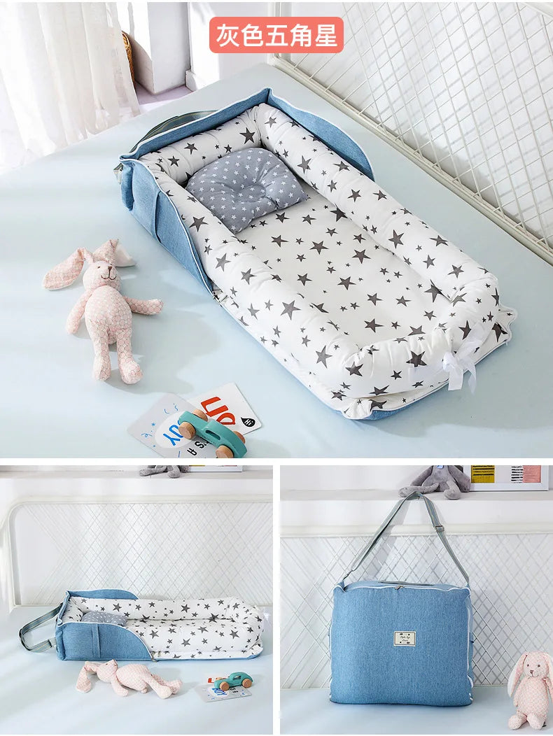 New Infant Cotton Cradle Crib Newborn Basket Bassinet Newborn Bed Portable Baby Nest for Boys Girls Travel Bag Cot Cushion Gift