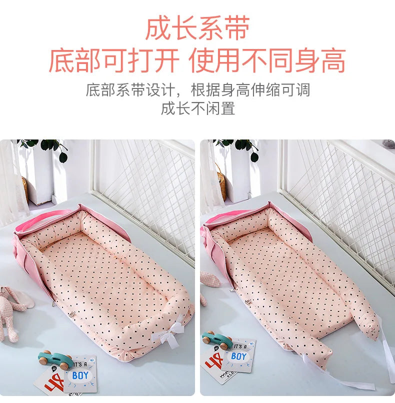 New Infant Cotton Cradle Crib Newborn Basket Bassinet Newborn Bed Portable Baby Nest for Boys Girls Travel Bag Cot Cushion Gift