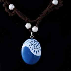 Fashion Movie Charm Moana Ocean Rope Chain Necklaces Blue Stone Pendants Leather Suede Choker Jewelry Gifts
