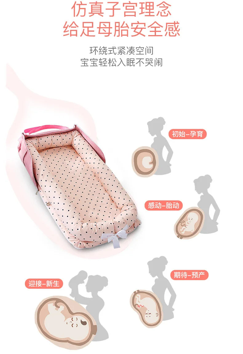 New Infant Cotton Cradle Crib Newborn Basket Bassinet Newborn Bed Portable Baby Nest for Boys Girls Travel Bag Cot Cushion Gift