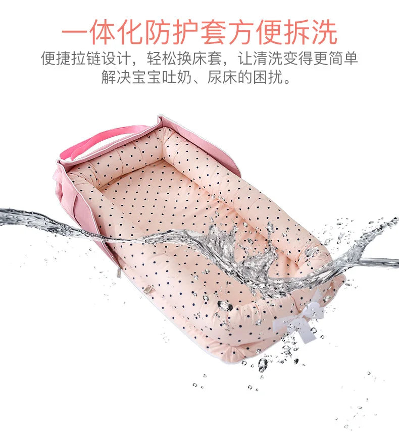 New Infant Cotton Cradle Crib Newborn Basket Bassinet Newborn Bed Portable Baby Nest for Boys Girls Travel Bag Cot Cushion Gift