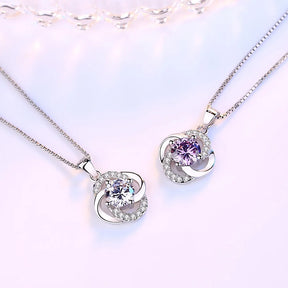 Female 925 Sterling Silver Flower Amethyst Pendants And Necklaces For Women Wedding Party Fashion Jewelry