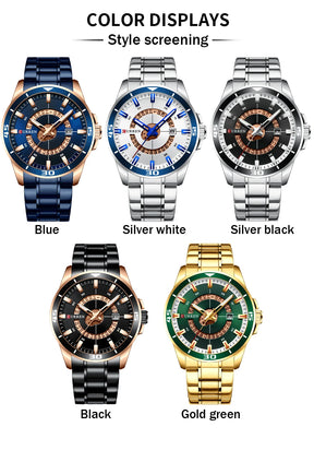 CURREN Watches for Men Fashion Business Mens Watches with Stainless Steel Strap Waterproof Quartz Watch for Men with Auto Date