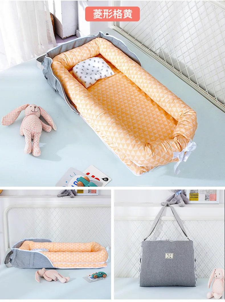 New Infant Cotton Cradle Crib Newborn Basket Bassinet Newborn Bed Portable Baby Nest for Boys Girls Travel Bag Cot Cushion Gift