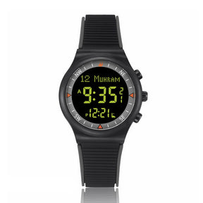 Muslim Azan Watch for Prayer with Qibla Compass Adhan Alarm Hijri Islamic Al Harameen Fajr Time Wristwatch Multi Languages