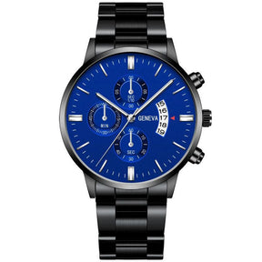 Leisure Business Fashion Men Black Stainless Steel Watch Luxury Calendar Quartz Wrist Watch Mens Business Watches for Man Clock