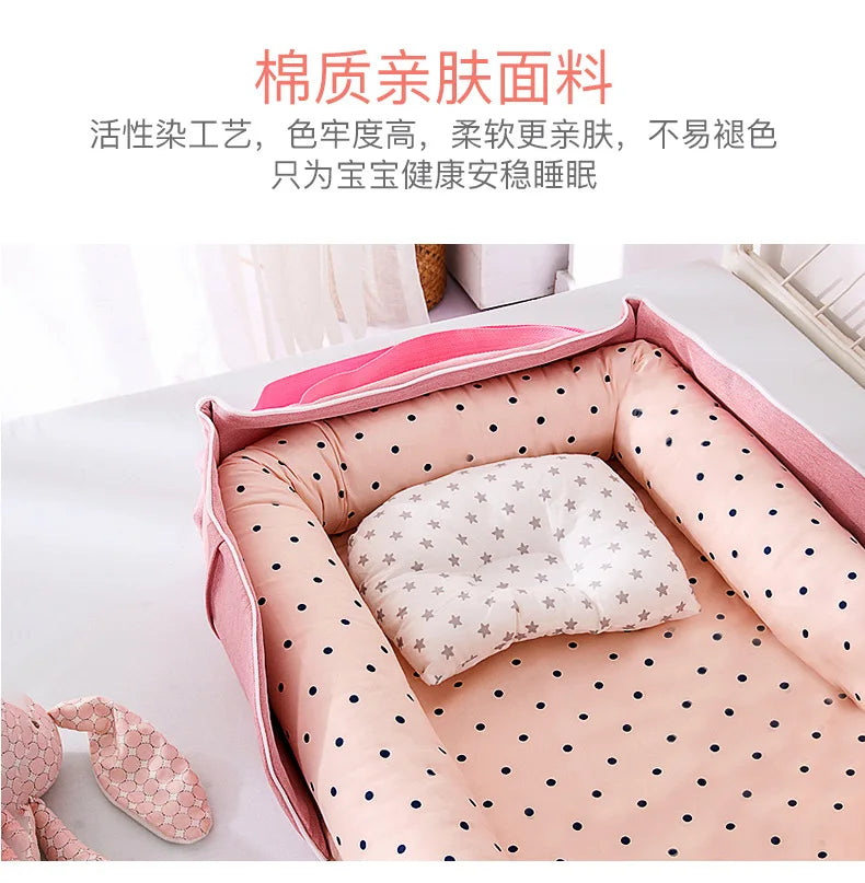 New Infant Cotton Cradle Crib Newborn Basket Bassinet Newborn Bed Portable Baby Nest for Boys Girls Travel Bag Cot Cushion Gift