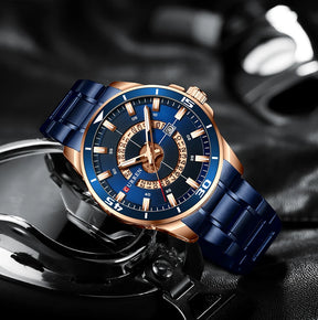 CURREN Watches for Men Fashion Business Mens Watches with Stainless Steel Strap Waterproof Quartz Watch for Men with Auto Date