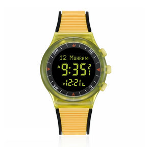 Muslim Azan Watch for Prayer with Qibla Compass Adhan Alarm Hijri Islamic Al Harameen Fajr Time Wristwatch Multi Languages