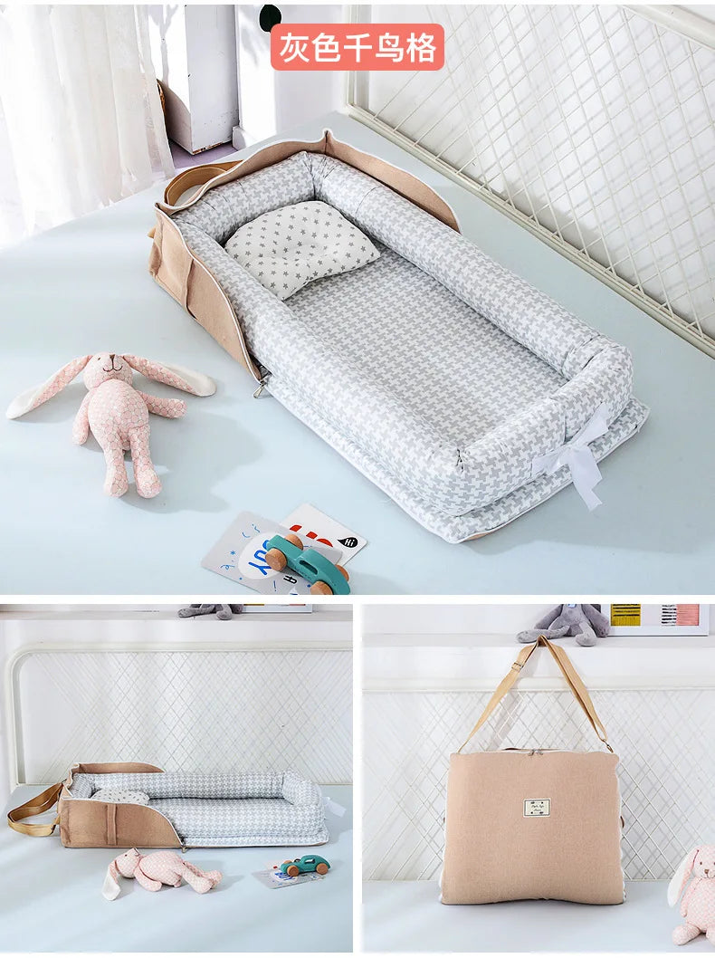 New Infant Cotton Cradle Crib Newborn Basket Bassinet Newborn Bed Portable Baby Nest for Boys Girls Travel Bag Cot Cushion Gift