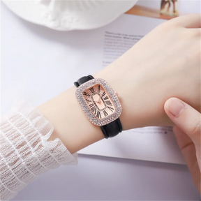 WOKAI high quality fashion luxury Full diamond Pigeon Egg Diamond Lady quartz belt Watch Girl student PROM clock vintage