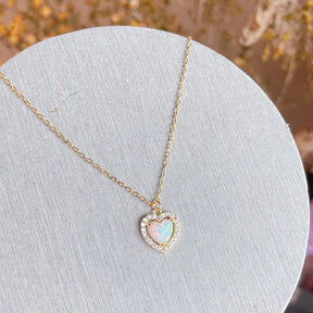 925 Silver Opal Heart shaped Necklace fashion For Match Clavicle Chain Necklace