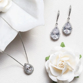 Huitan Fashion Women Water Drop CZ Pendant Necklace Silver Color O Chain Temperament Elegant Lady's Neck Accessories Hot Jewelry