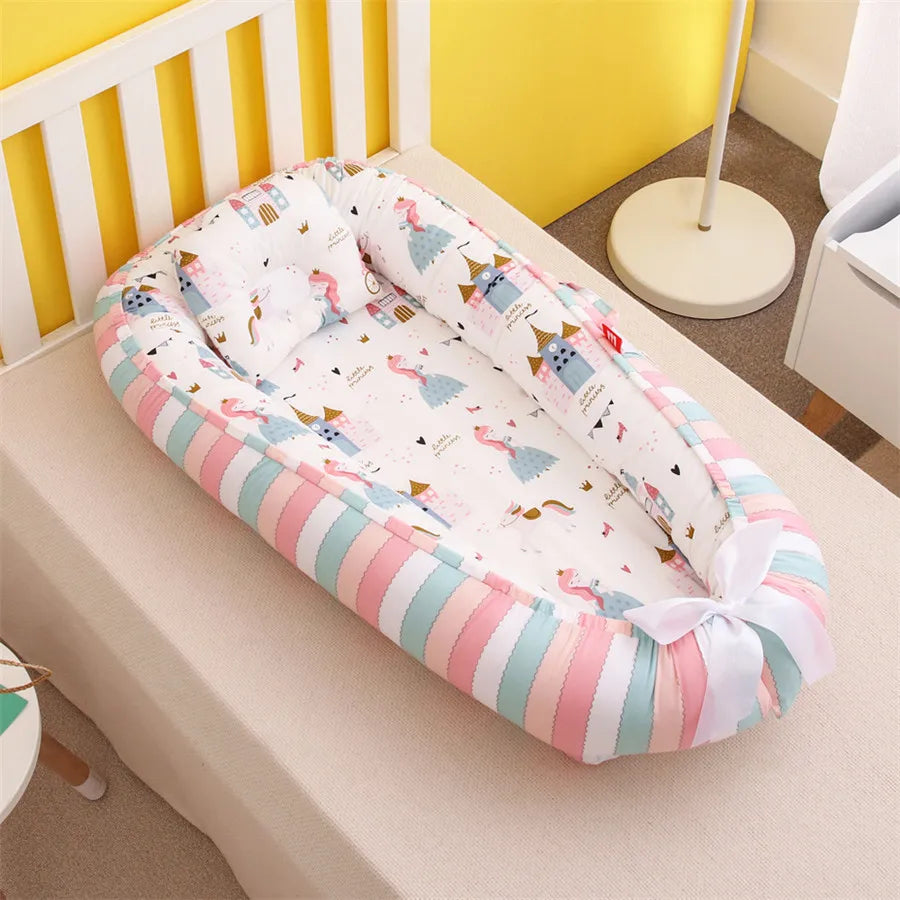 Infant Newborn Baby Lounger Portable Baby Nest Bed for Girls Boys Cotton Crib Toddler Bed Baby Nursery Carrycot Co Sleeper Bed