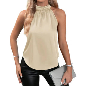 Women Satin Top Elegant Satin Halter Top Off Shoulder Sleeveless Tank Women's Loose Fit Vest Stylish Summer Wear for Daily
