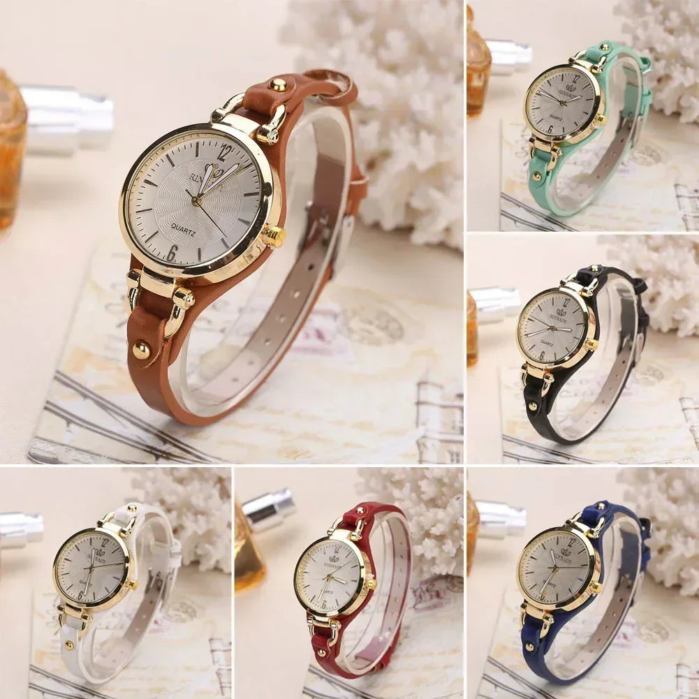 Simple Women Watch Luxury Design Leather Watch Ladies Quartz Wristwatch Solid Color Fashion Women Gift Watch Relojes Para Mujer