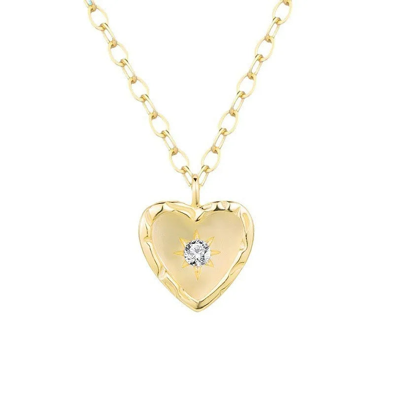 Fashionable 925 Sterling Silver Gold-plated David of Hexagram Necklace Diamond-embedded Simple All-match Design Pendant