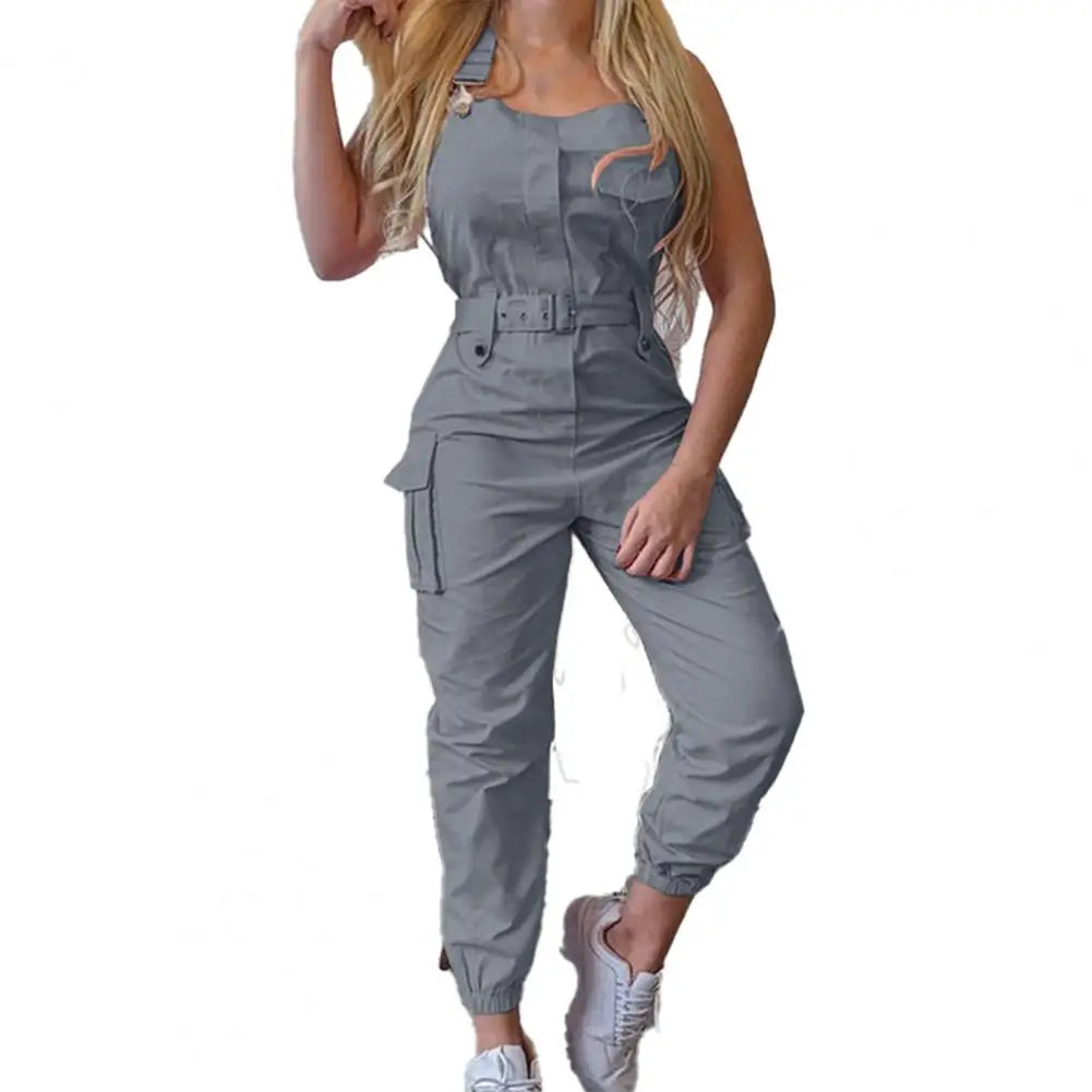 Women Romper 5 Colors Women Jumpsuit Women Sleeveless Slim Halter Jumpsuit Romper Casual Backless Pockets Overalls Playsuit