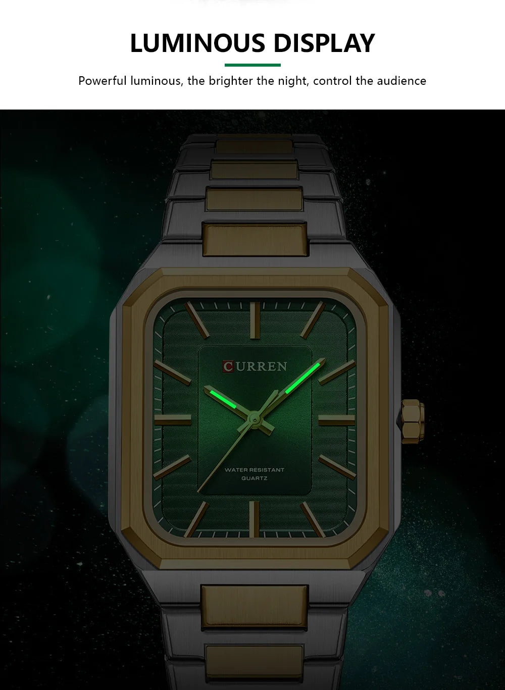 CURREN NEW Rectangular Business Watches for Men 2023 Fashion Brand Quartz Stainless Steel Band Wristwatch Male Clock 8457