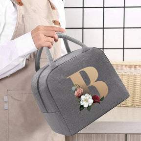Thermal Food Picnic Lunch Box Insulated School Child Tote Lunch Bags for Work Cute Gold Letter Pattern Cooler Bag for Women
