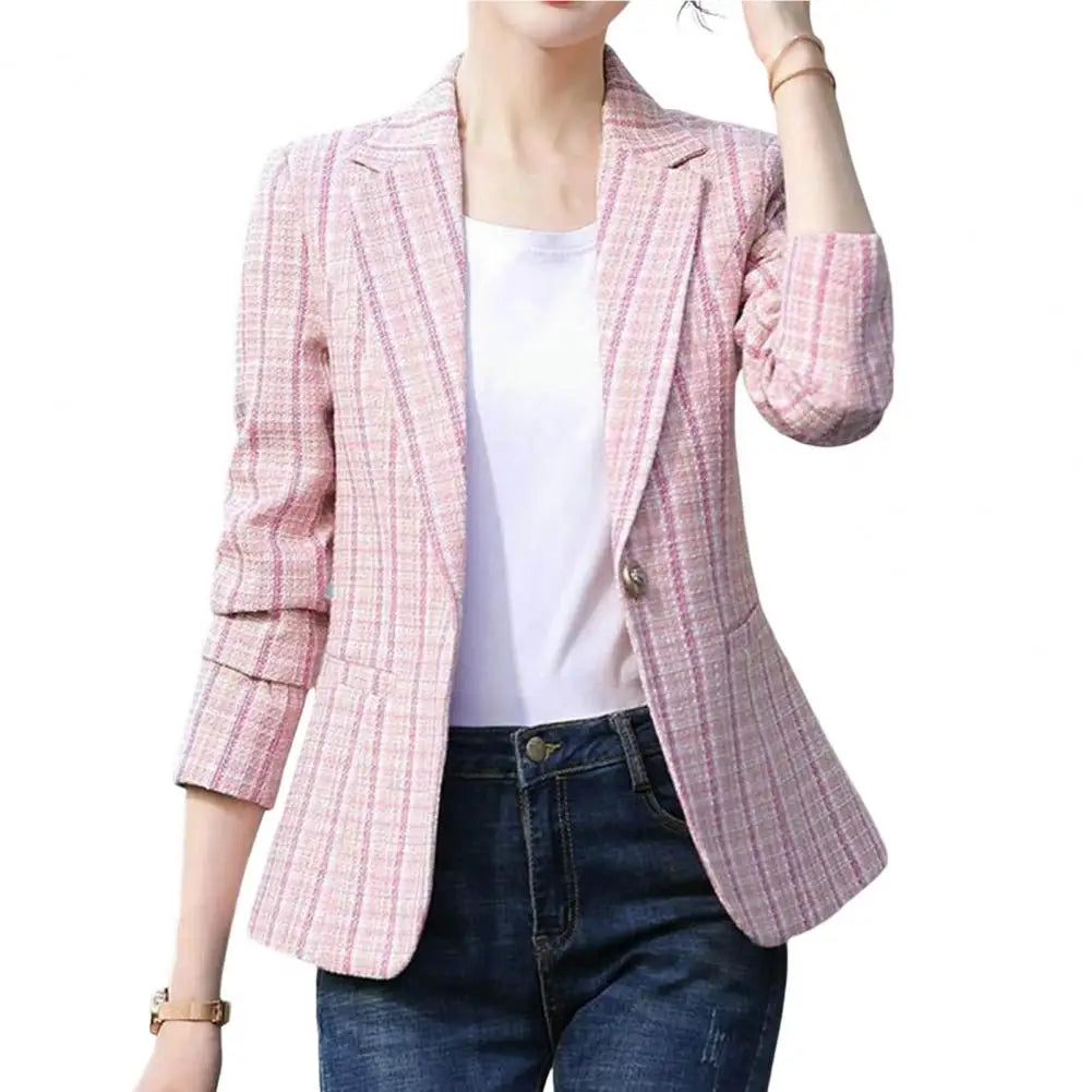 Women Spring Coat Turn-down Collar Outerwear Warm Casual Lady Spring Blazer   Women Blazer  for Work