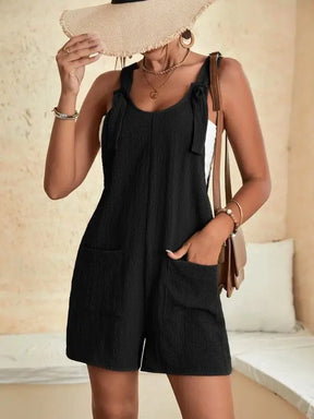 Women Wide Leg Overalls Casual Adjustable Strap Sleevelss Double Pocket Jumpsuits Sexy Loose Basic Daily Rompers OUFY-308
