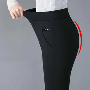 Spring Fall Women Trousers High Waist Tummy Control Women's Pants Casual Solid Color Ankle Length Office Pants for Work