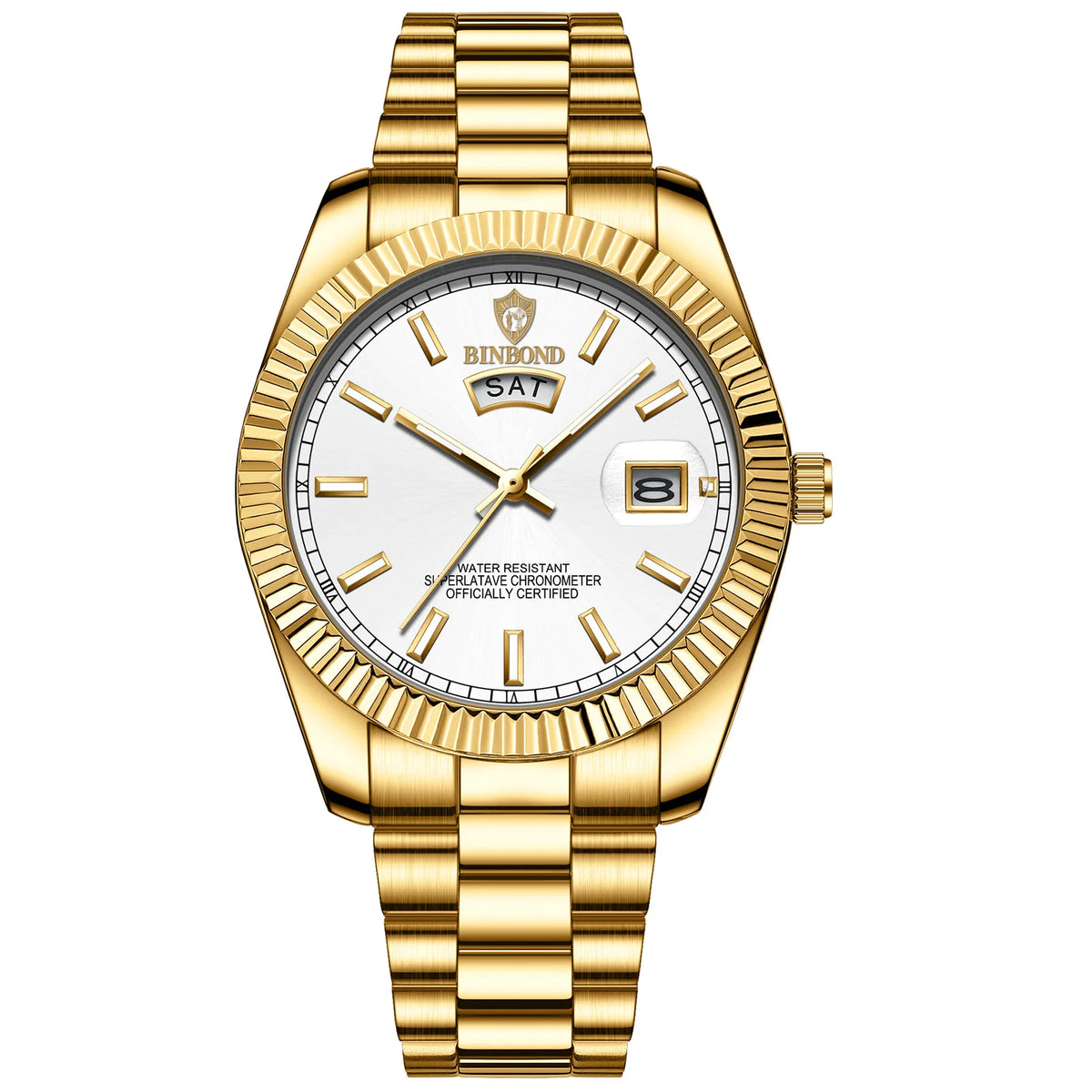 BINBOND B7012 Mens Fashion Business Sports Quartz Watch 30M Waterproof Luminous Classic Calendar Creative Clock Mens Wristwatch