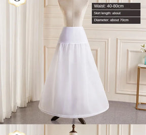 6-Hoops Underskirt Women Petticoat Wedding Dress Pleated Crinoline White a Line Floor Length Under Skirt Cancan Pettidresses