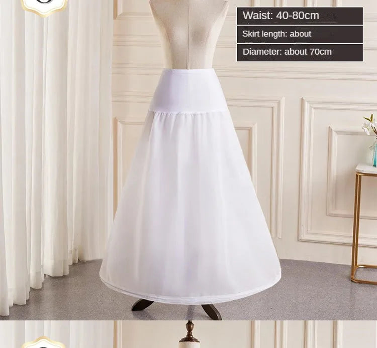 6-Hoops Underskirt Women Petticoat Wedding Dress Pleated Crinoline White a Line Floor Length Under Skirt Cancan Pettidresses